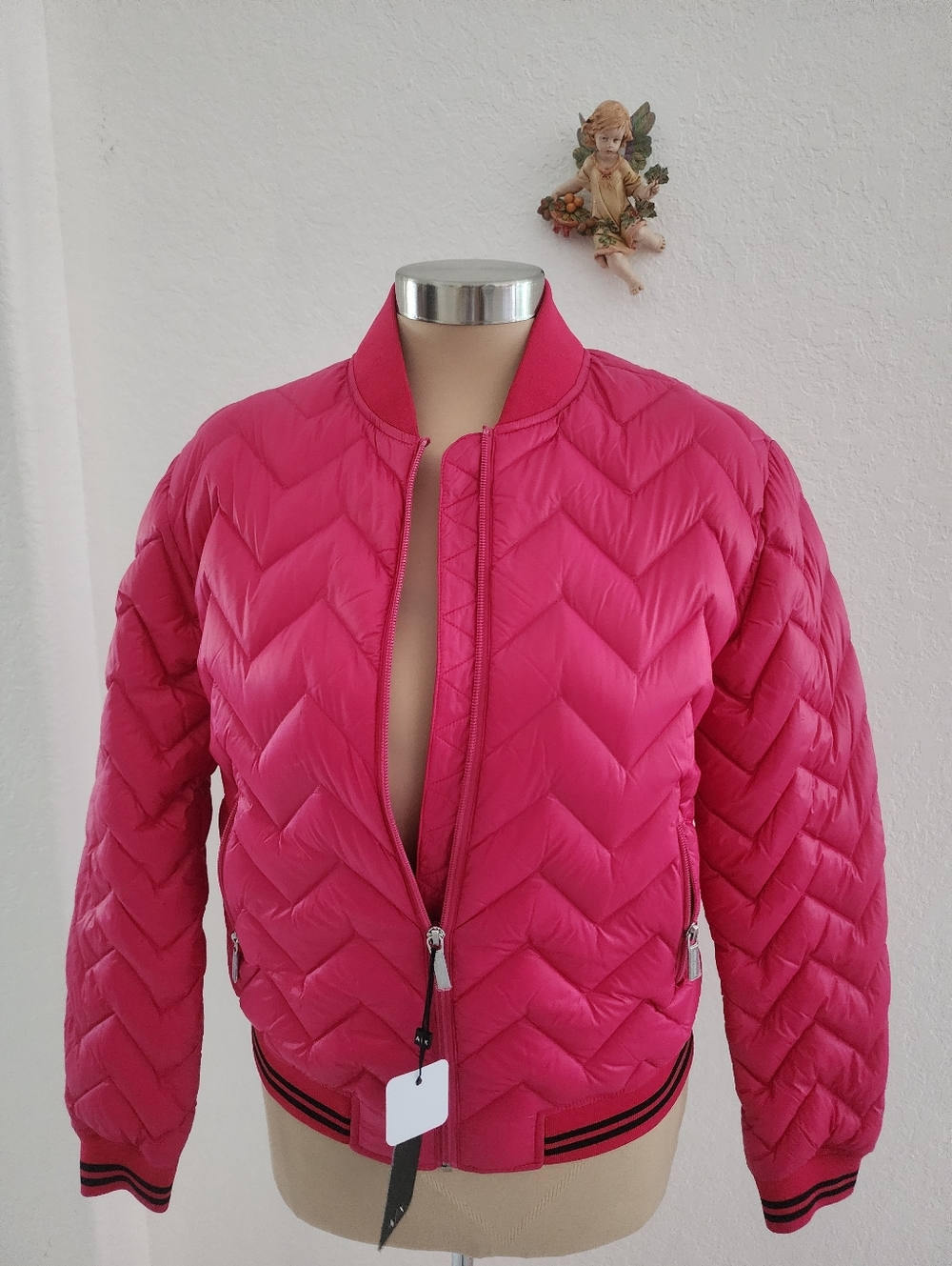 ARMANI EXCHANGE | Fuchsia Quilted Bomber Jacket - Women - Picture 11 of 12